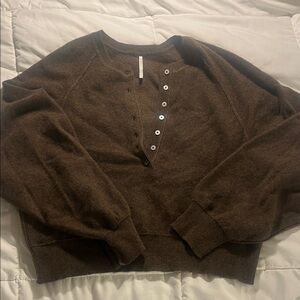 Women’s free people porta Henley cashmere sweater brown
